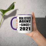 Real Estate Agent Since 2021 - 11oz Accent Mug Purple