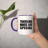 Traveling Makes Life Special - 11oz Accent Mug Purple