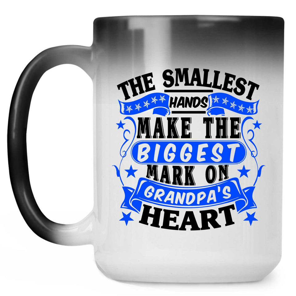 The Smallest Hands Make The Biggest Mark On Grandpa's Heart - 15 Oz Color Changing Mug