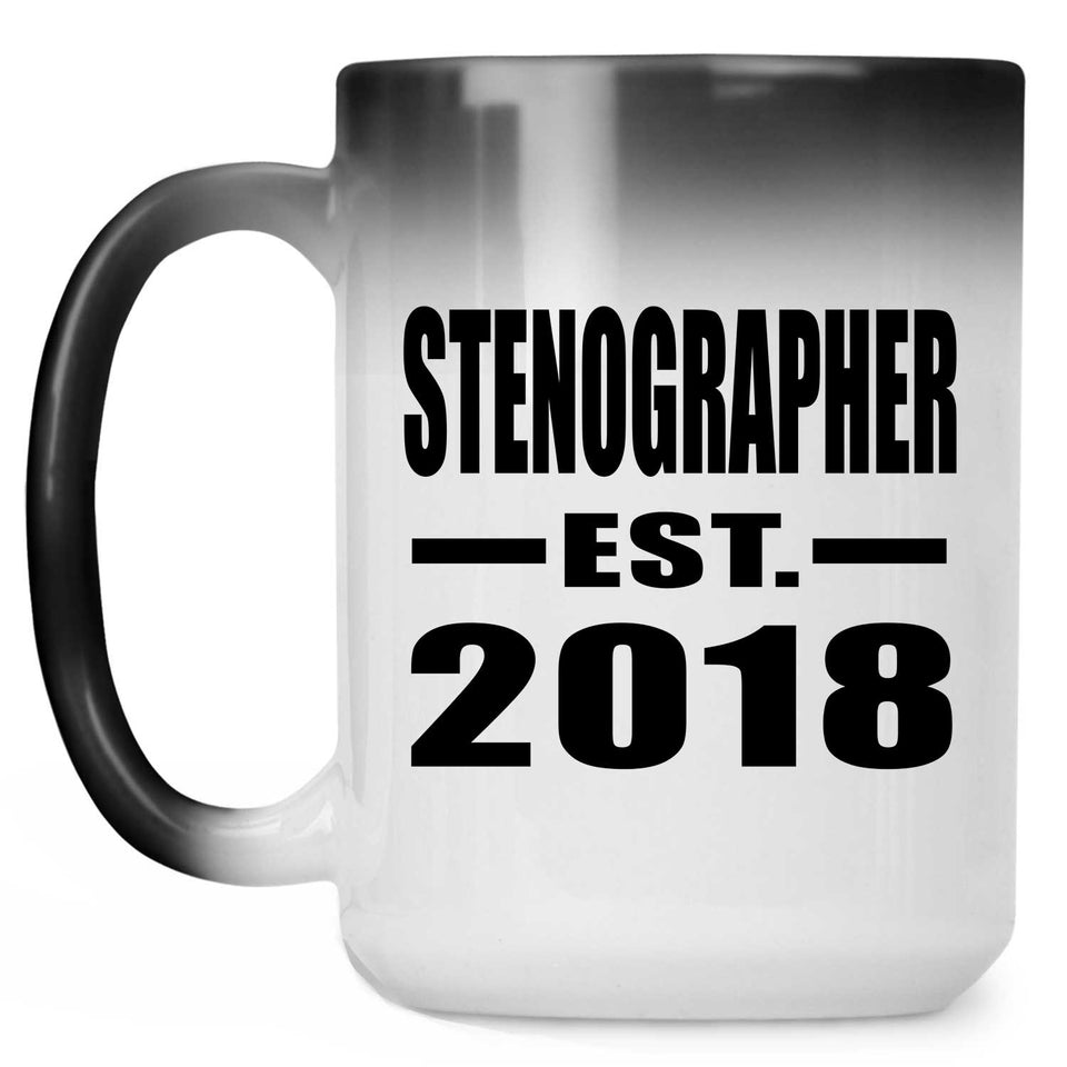 Stenographer Established EST. 2018 - 15 Oz Color Changing Mug