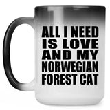 All I Need Is Love And My Norwegian Forest Cat - 15 Oz Color Changing Mug