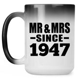 77th Anniversary Mr & Mrs Since 1947 - 15 Oz Color Changing Mug
