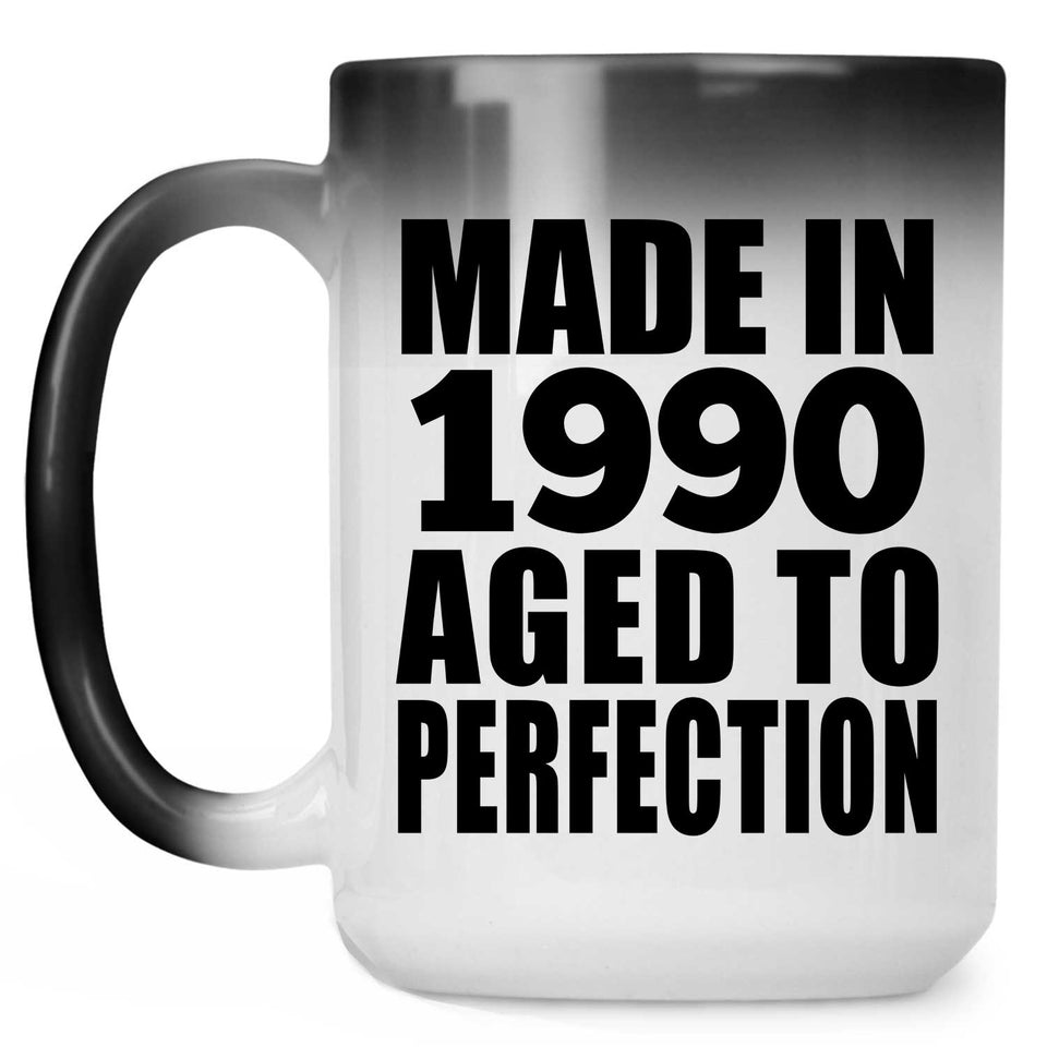 34th Birthday Made In 1990 Aged to Perfection - 15 Oz Color Changing Mug