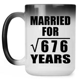 26th Anniversary Married For Square Root of 676 Years - 15oz Color Changing Mug