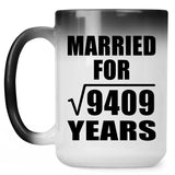 97th Anniversary Married For Square Root of 9409 Years - 15oz Color Changing Mug