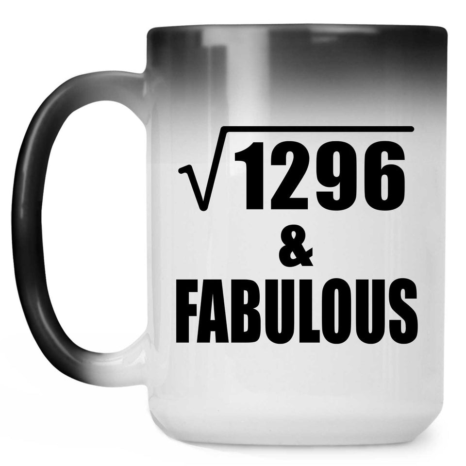 36th Birthday Square Root of 1296 & Fabulous - 15oz Color Changing Mug