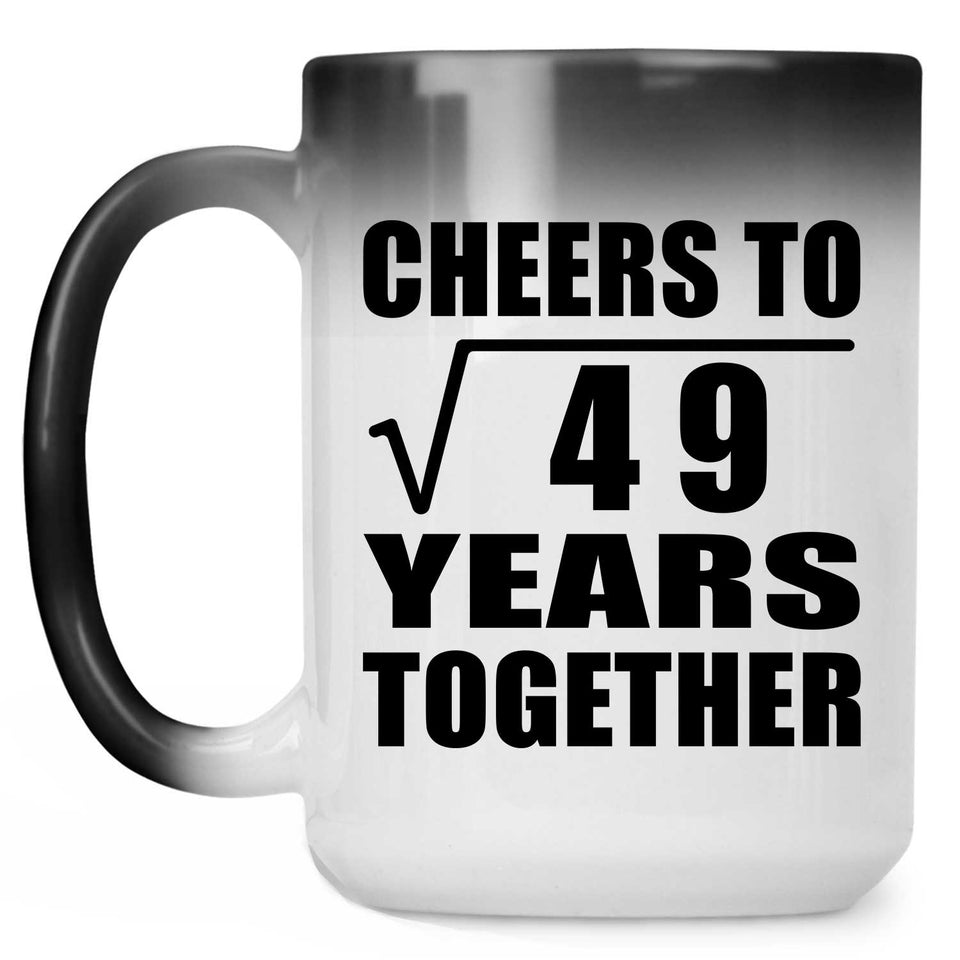 7th Anniversary Cheers To Square Root of 49 Years Together - 15oz Color Changing Mug