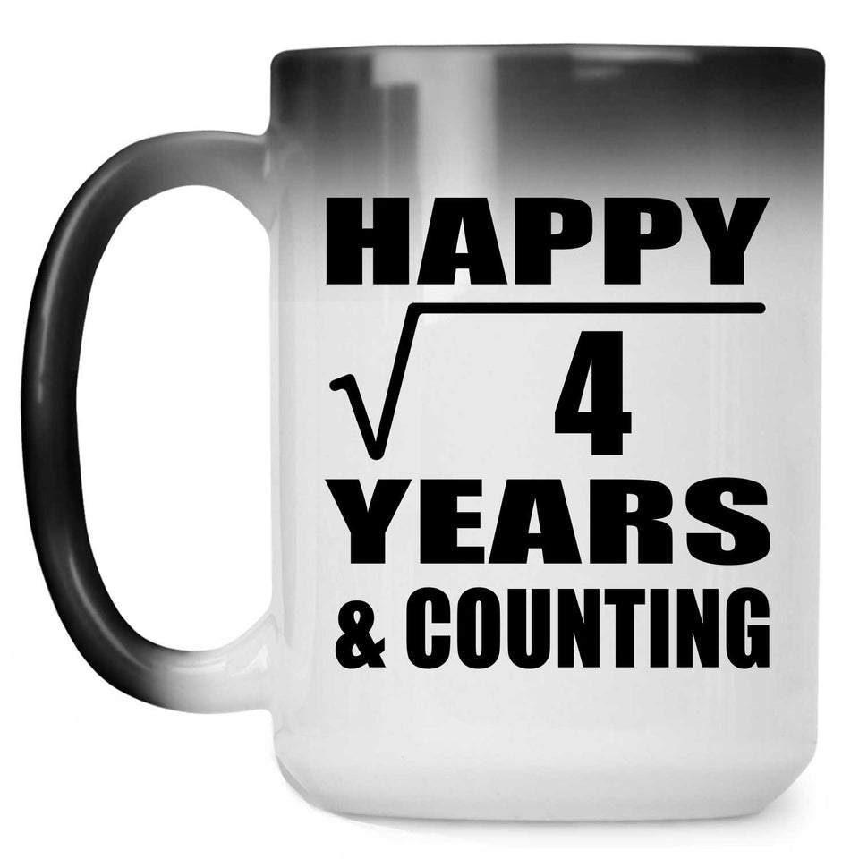 Happy 2nd Anniversary Square Root of 4 Years & Counting - 15oz Color Changing Mug