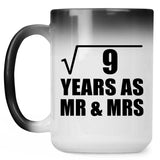 3rd Anniversary Square Root of 9 Years As Mr & Mrs - 15oz Color Changing Mug