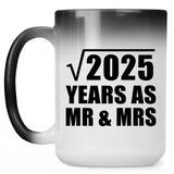 45th Anniversary Square Root of 2025 Years As Mr & Mrs - 15oz Color Changing Mug