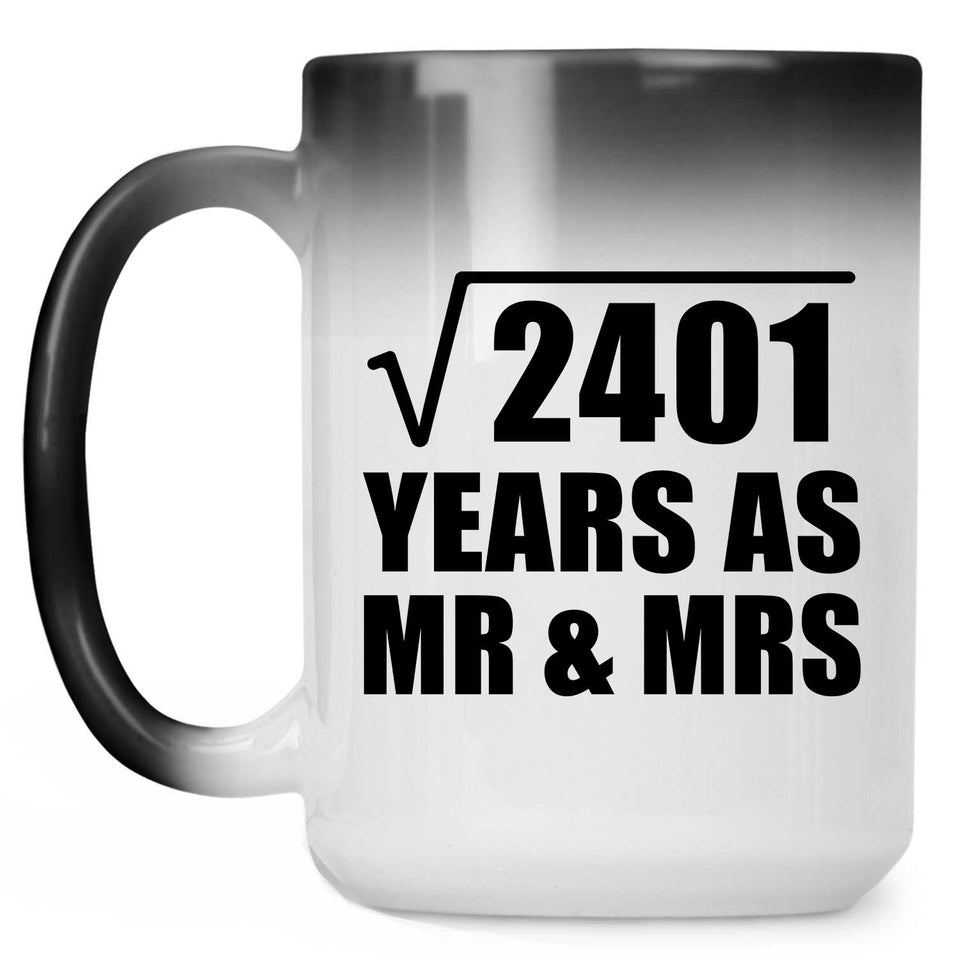 49th Anniversary Square Root of 2401 Years As Mr & Mrs - 15oz Color Changing Mug