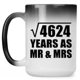 68th Anniversary Square Root of 4624 Years As Mr & Mrs - 15oz Color Changing Mug