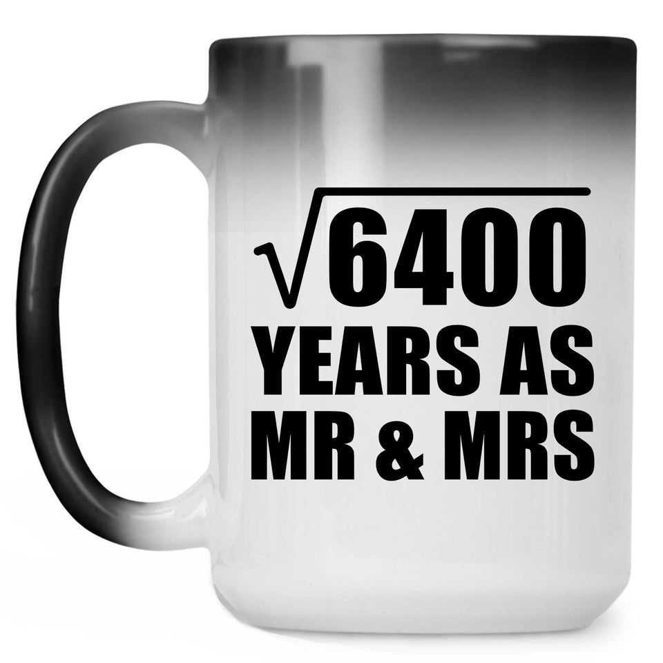 80th Anniversary Square Root of 6400 Years As Mr & Mrs - 15oz Color Changing Mug