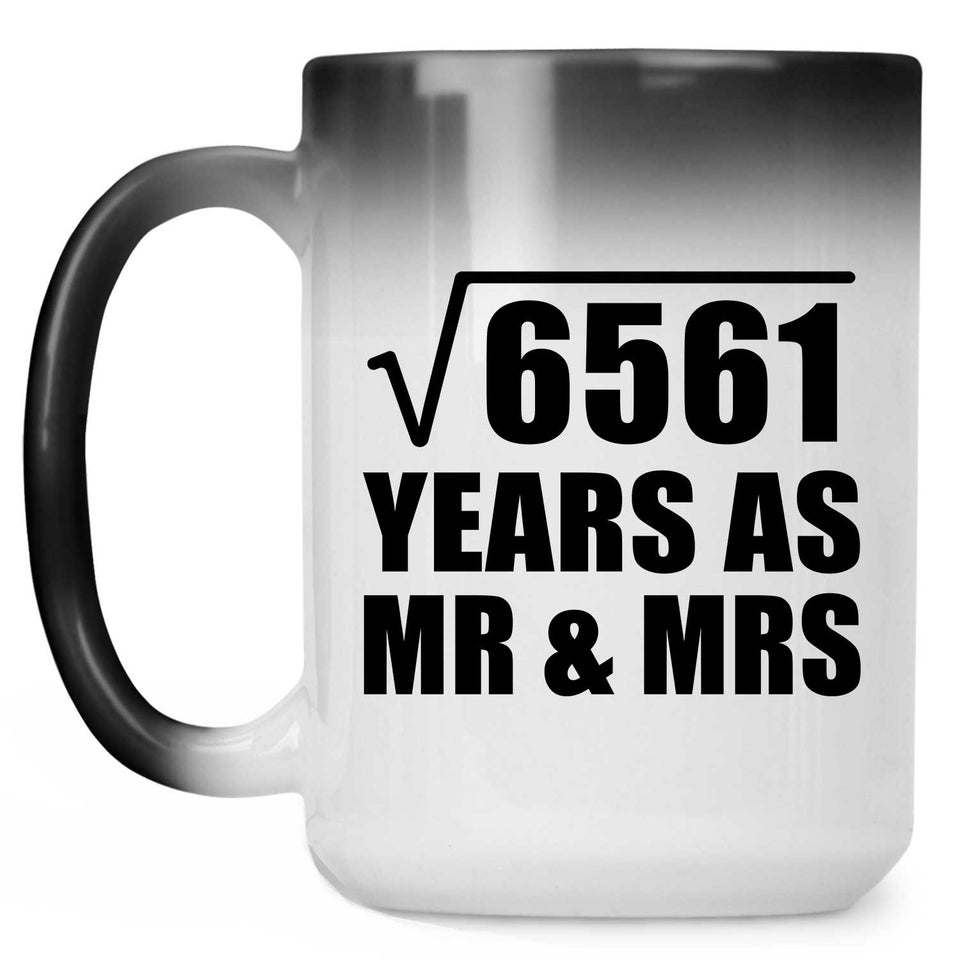 81st Anniversary Square Root of 6561 Years As Mr & Mrs - 15oz Color Changing Mug