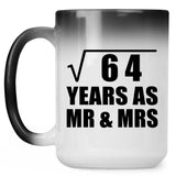 8th Anniversary Square Root of 64 Years As Mr & Mrs - 15oz Color Changing Mug
