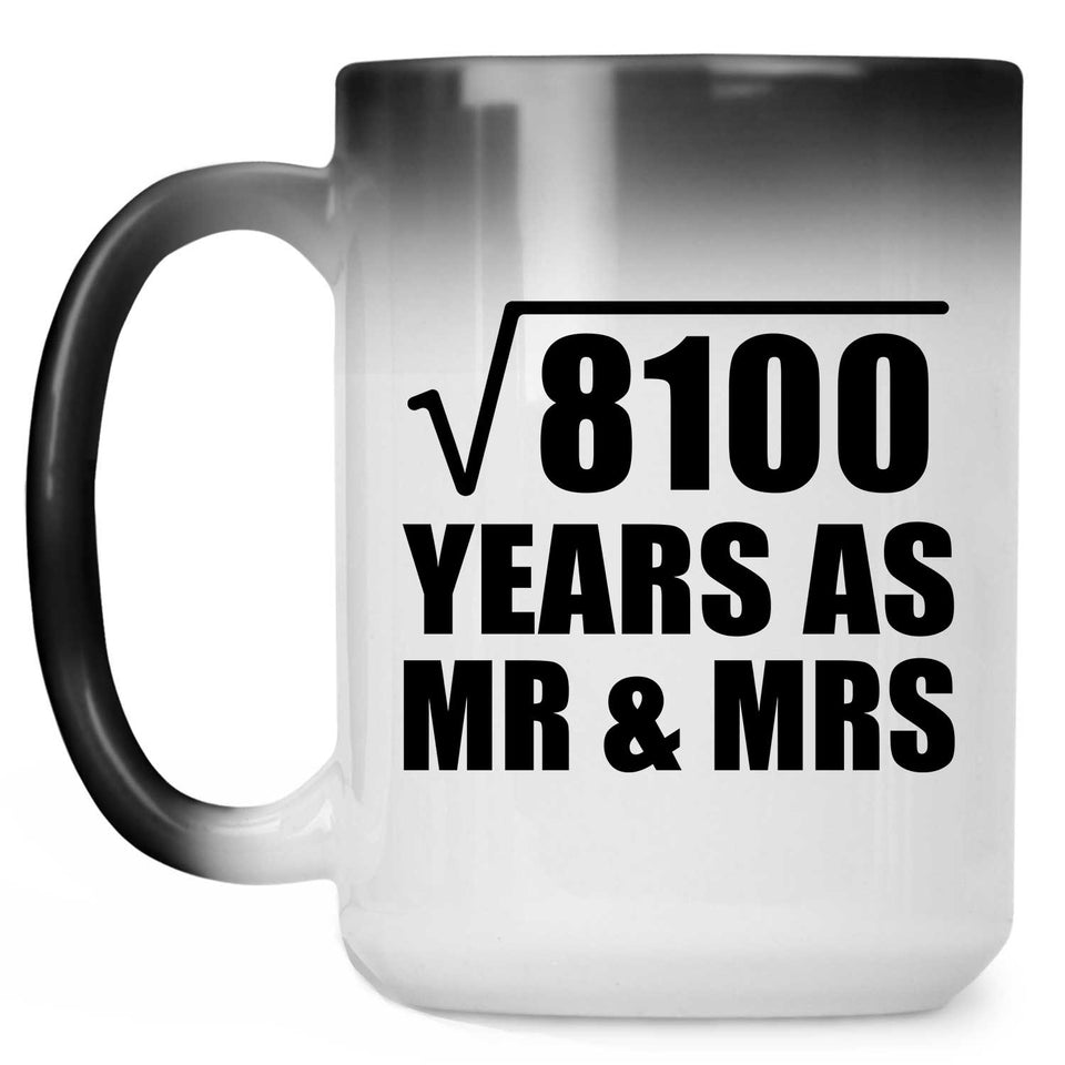 90th Anniversary Square Root of 8100 Years As Mr & Mrs - 15oz Color Changing Mug