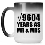 98th Anniversary Square Root of 9604 Years As Mr & Mrs - 15oz Color Changing Mug