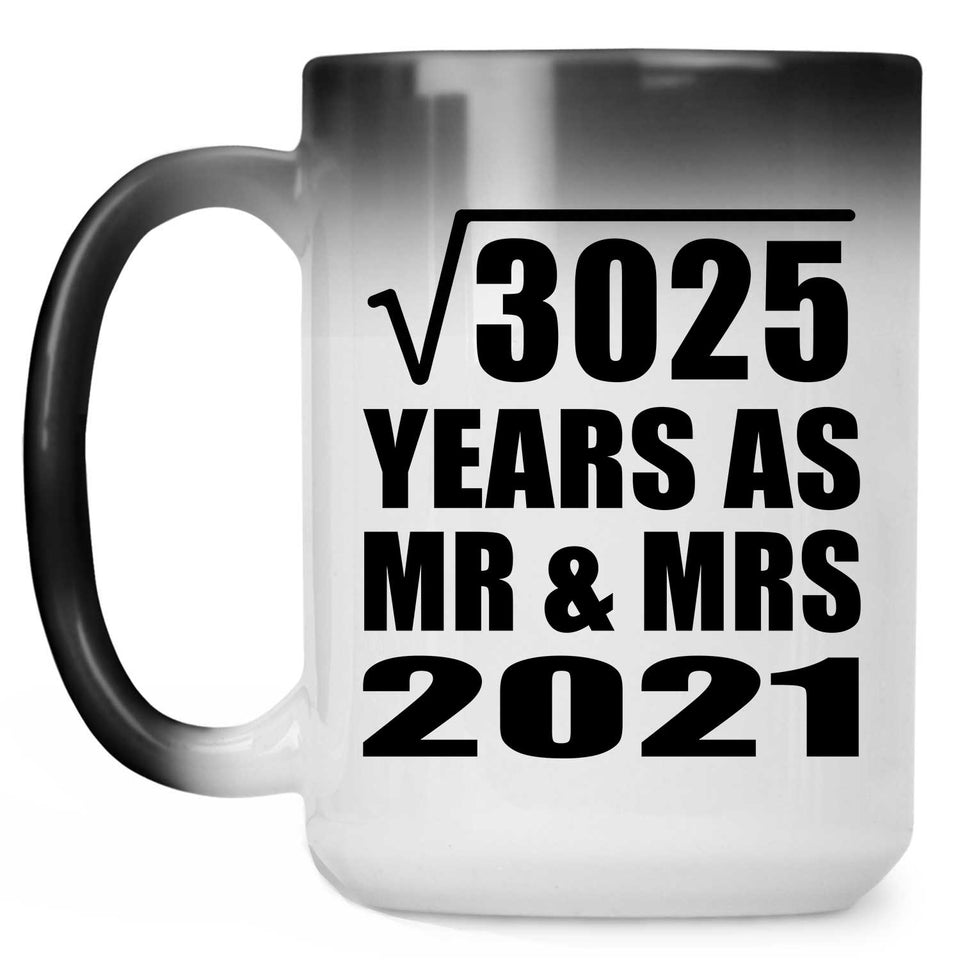 55th Anniversary Square Root of 3025 Years As Mr & Mrs 2021 - 15oz Color Changing Mug