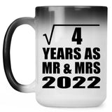 2nd Anniversary Square Root of 4 Years As Mr & Mrs 2022 - 15oz Color Changing Mug