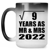 3rd Anniversary Square Root of 9 Years As Mr & Mrs 2022 - 15oz Color Changing Mug