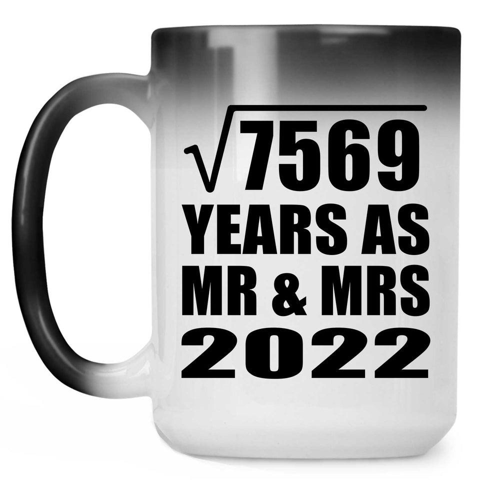 87th Anniversary Square Root of 7569 Years As Mr & Mrs 2022 - 15oz Color Changing Mug
