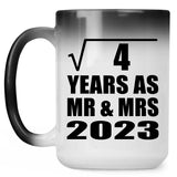 2nd Anniversary Square Root of 4 Years As Mr & Mrs 2023 - 15oz Color Changing Mug