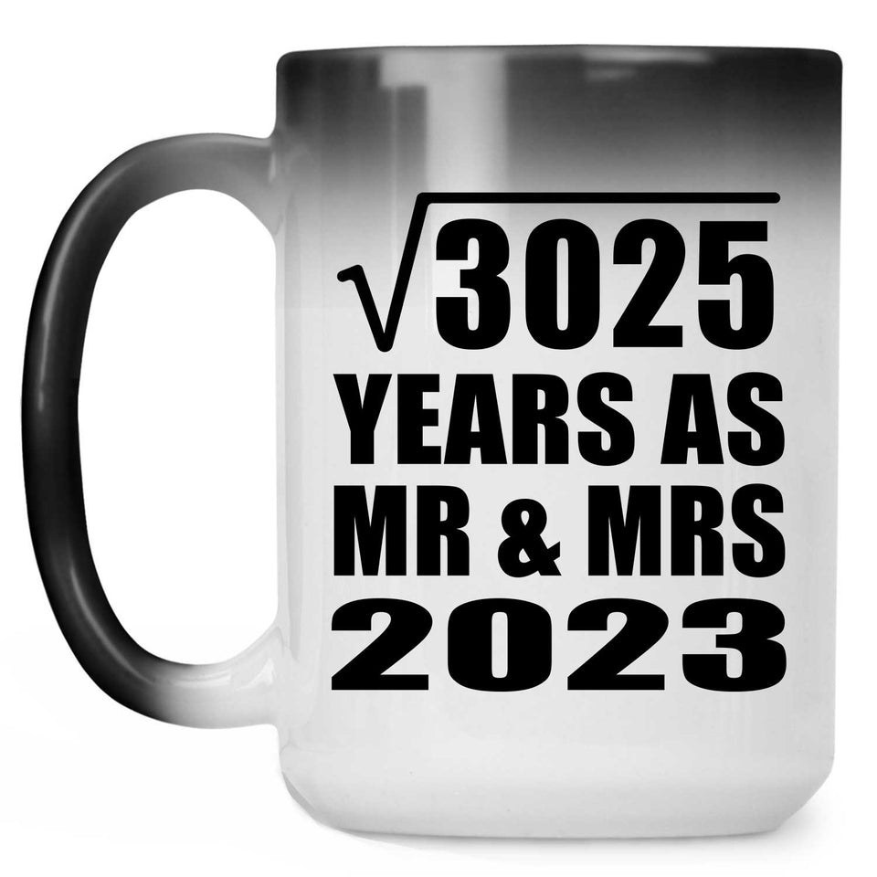 55th Anniversary Square Root of 3025 Years As Mr & Mrs 2023 - 15oz Color Changing Mug