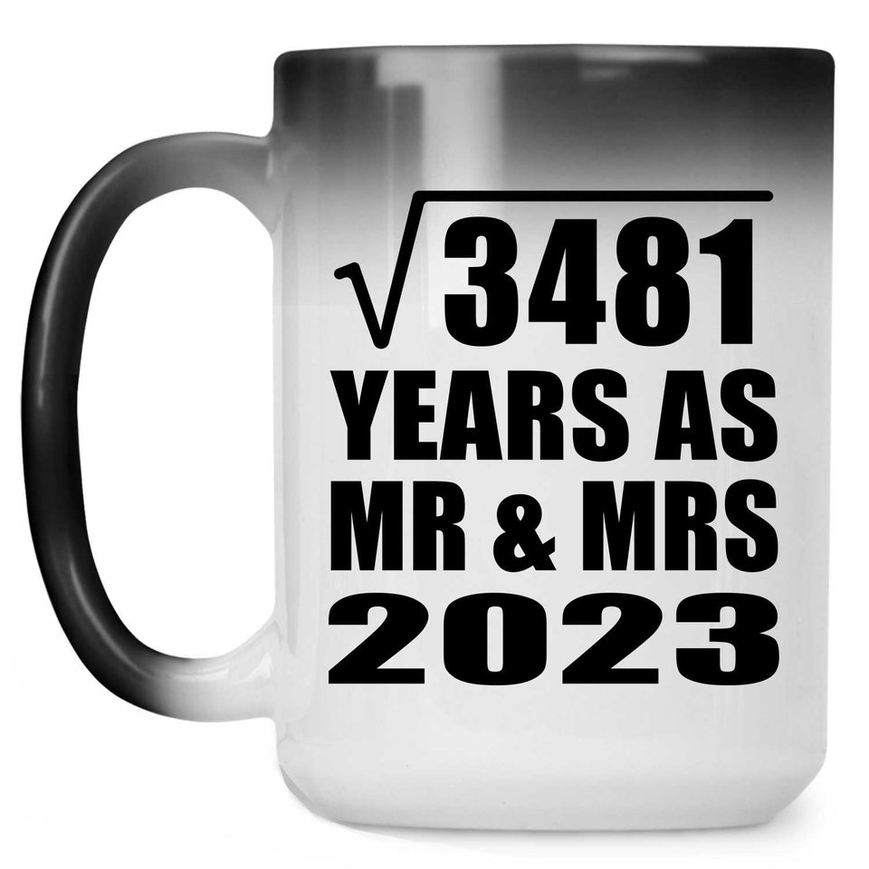 59th Anniversary Square Root of 3481 Years As Mr & Mrs 2023 - 15oz Color Changing Mug