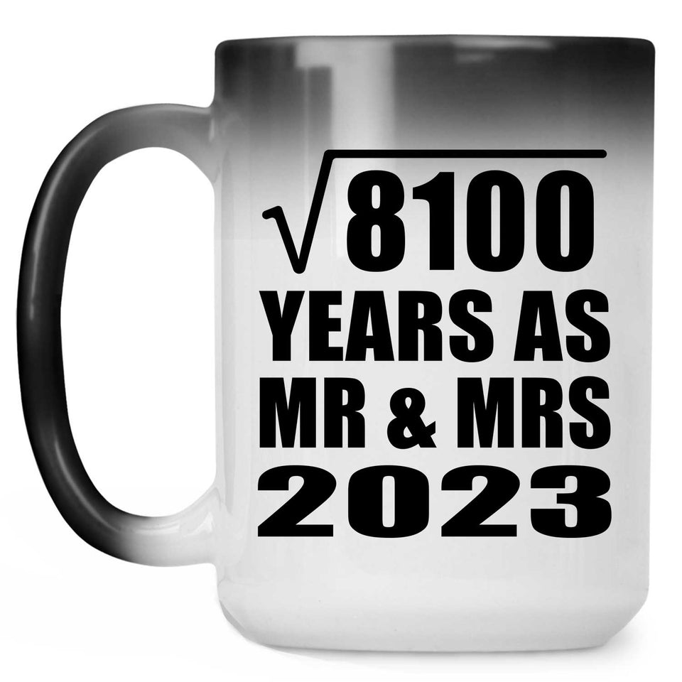90th Anniversary Square Root of 8100 Years As Mr & Mrs 2023 - 15oz Color Changing Mug