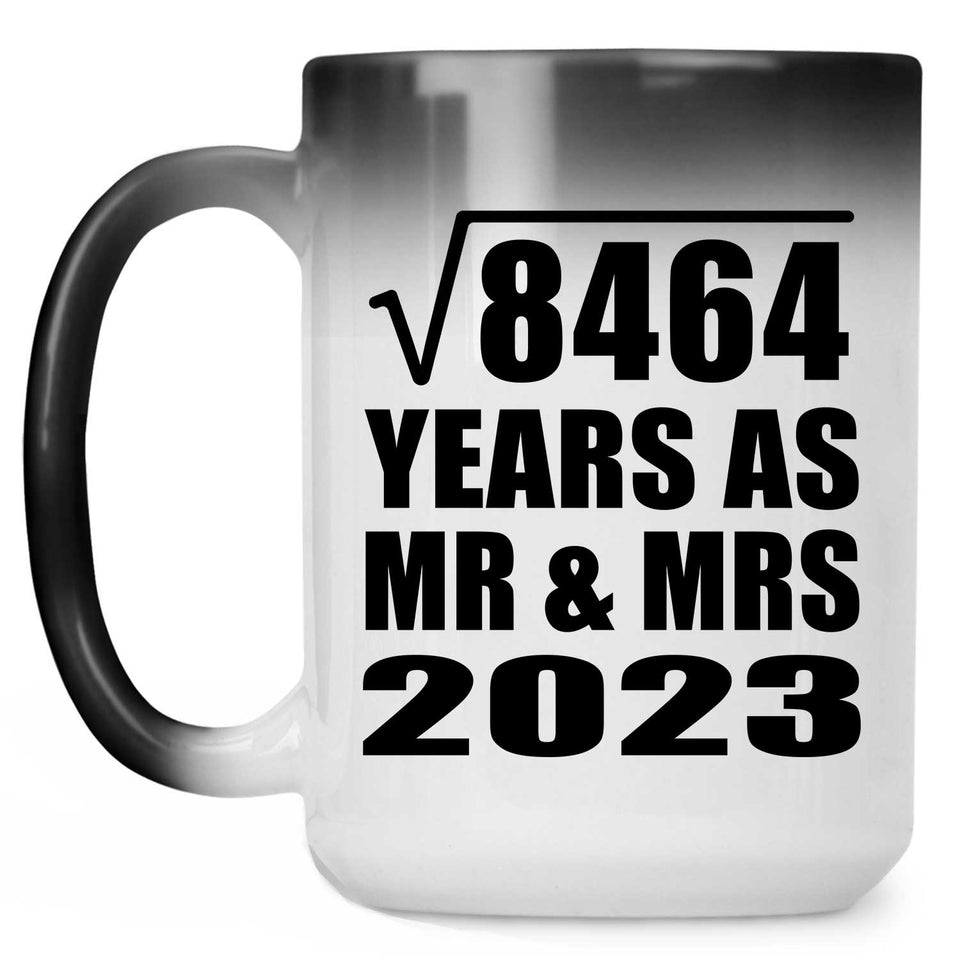 92nd Anniversary Square Root of 8464 Years As Mr & Mrs 2023 - 15oz Color Changing Mug