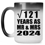 11th Anniversary Square Root of 121 Years As Mr & Mrs 2024 - 15oz Color Changing Mug