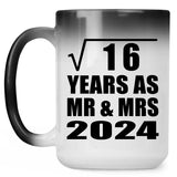 4th Anniversary Square Root of 16 Years As Mr & Mrs 2024 - 15oz Color Changing Mug