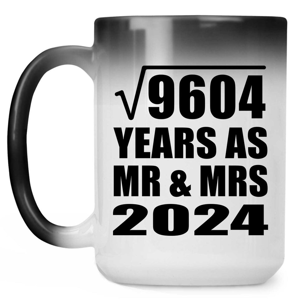 98th Anniversary Square Root of 9604 Years As Mr & Mrs 2024 - 15oz Color Changing Mug