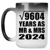98th Anniversary Square Root of 9604 Years As Mr & Mrs 2024 - 15oz Color Changing Mug
