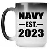 Navy Established EST. 2023 - 15oz Color Changing Mug