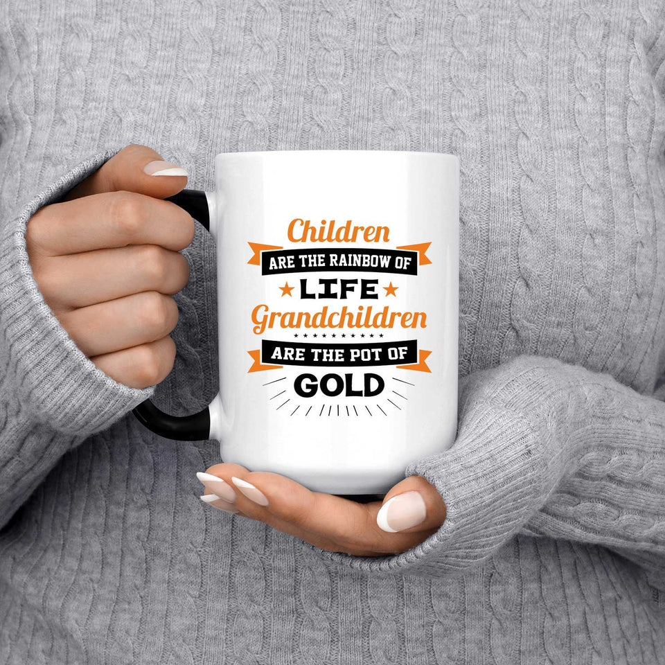 Children Are Rainbow Of Life, Grandchildren Are Pot Of Gold - 15 Oz Color Changing Mug