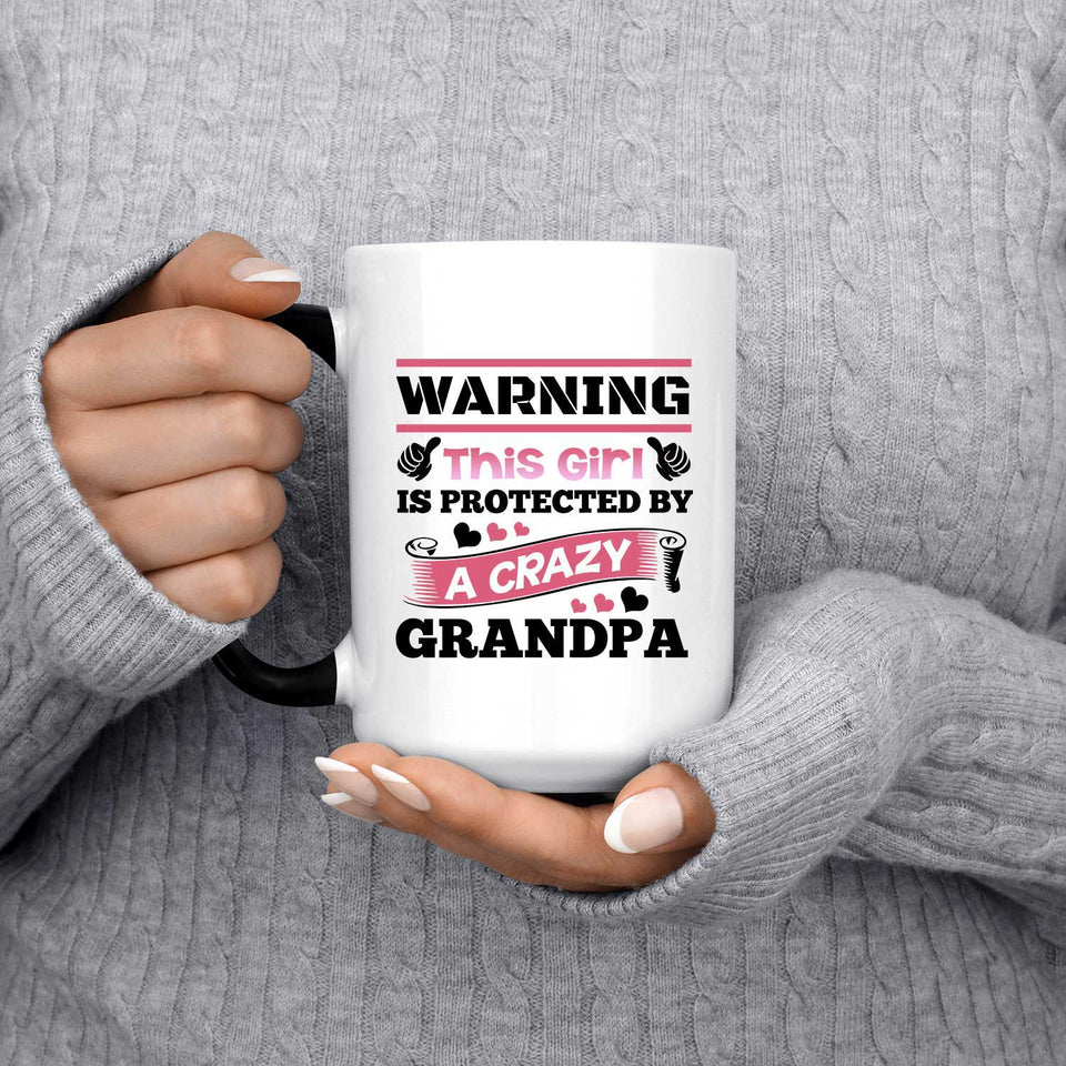 Warning This Girl Is Protected by A Crazy Grandpa - 15 Oz Color Changing Mug