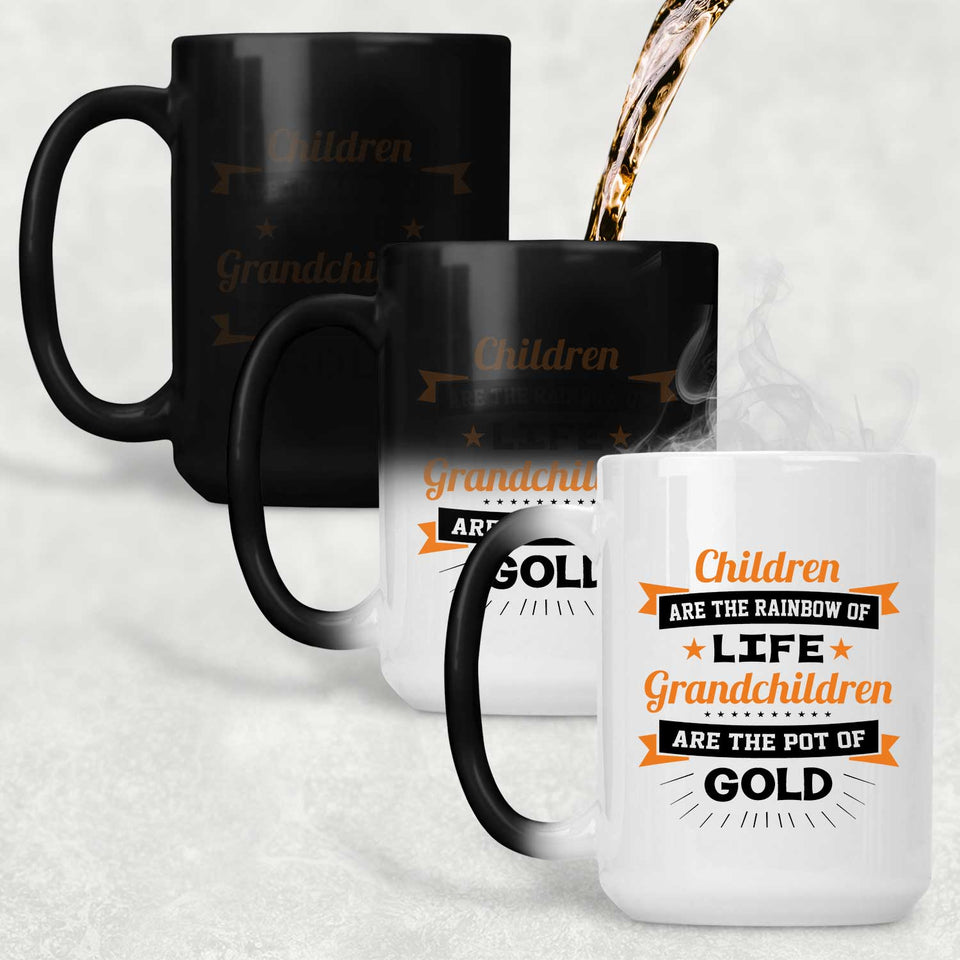 Children Are Rainbow Of Life, Grandchildren Are Pot Of Gold - 15 Oz Color Changing Mug