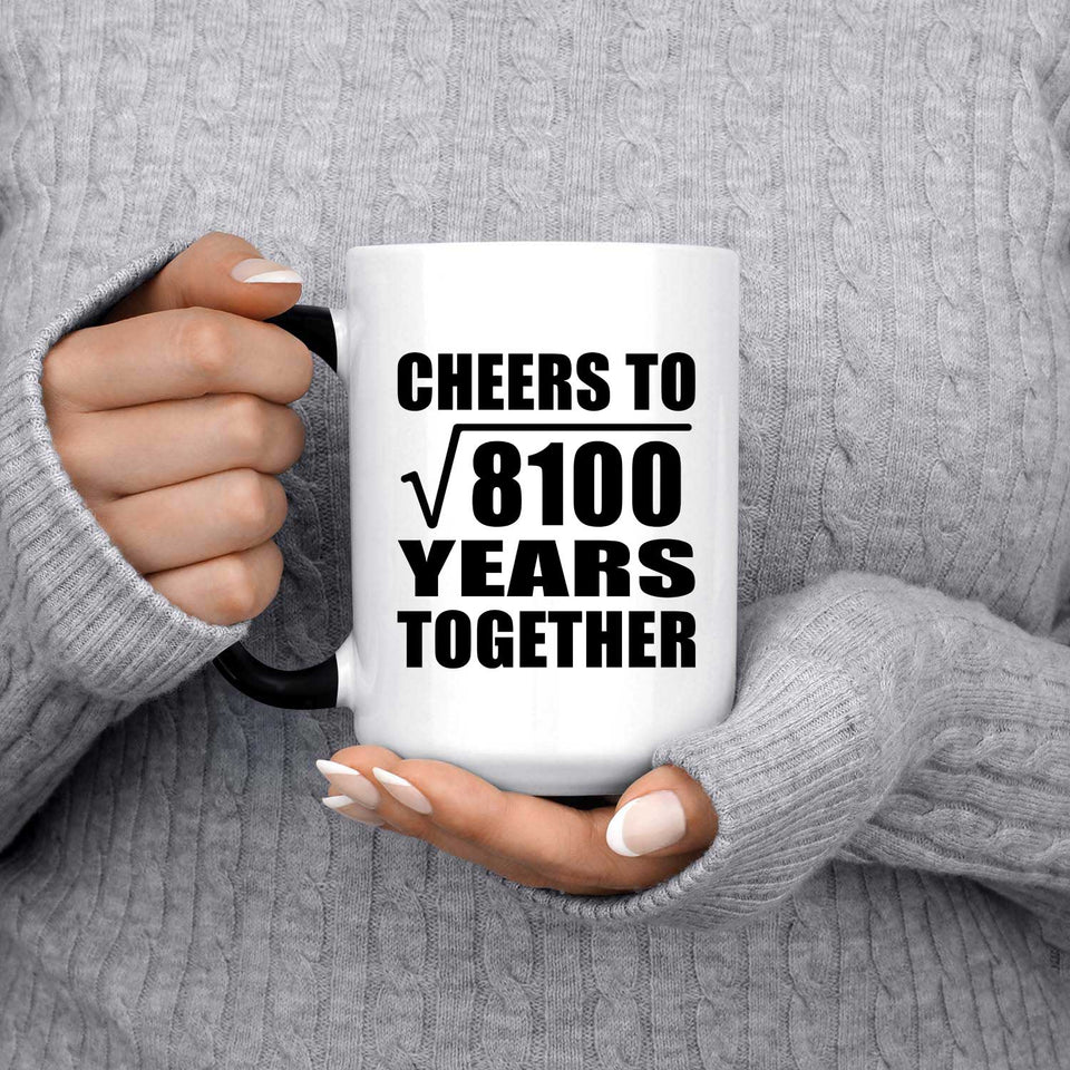 90th Anniversary Cheers To Square Root of 8100 Years Together - 15oz Color Changing Mug