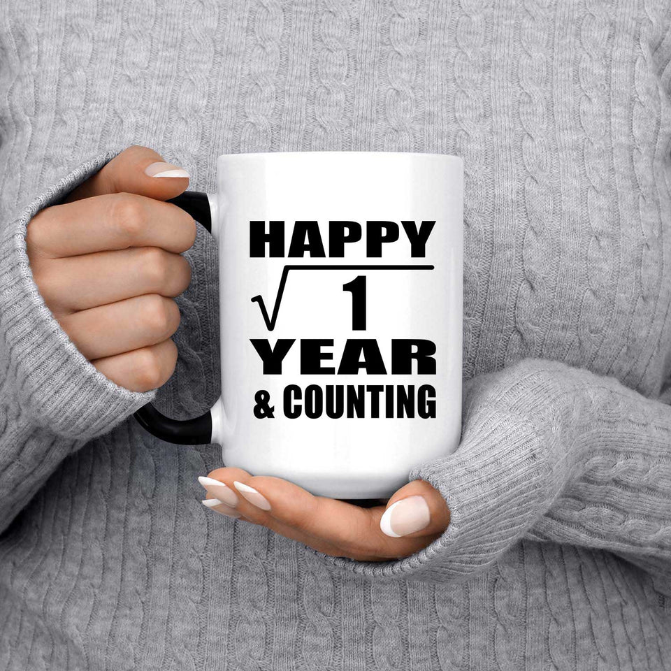 Happy 1st Anniversary Square Root of 1 Year & Counting - 15oz Color Changing Mug