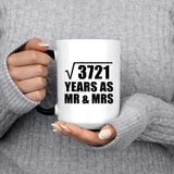 61st Anniversary Square Root of 3721 Years As Mr & Mrs - 15oz Color Changing Mug