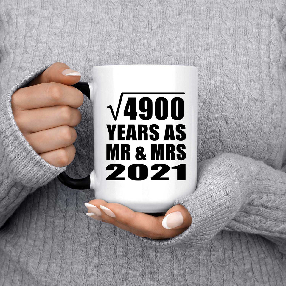 70th Anniversary Square Root of 4900 Years As Mr & Mrs 2021 - 15oz Color Changing Mug