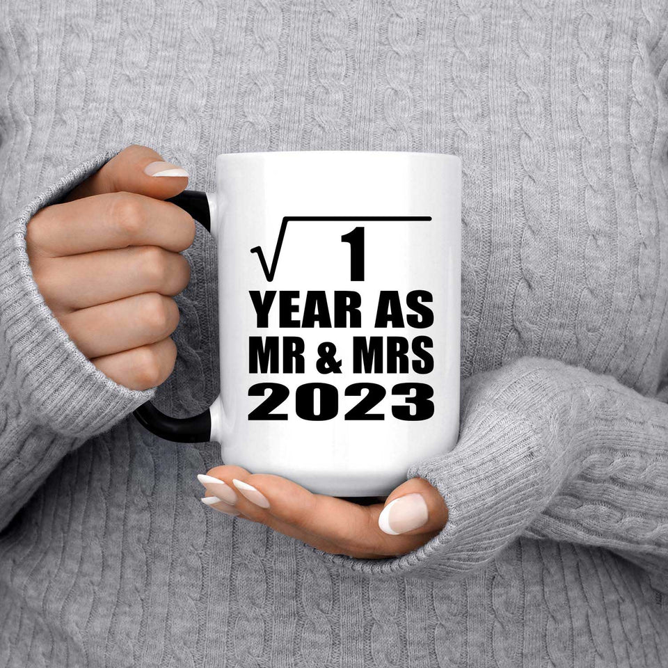 1st Anniversary Square Root of 1 Year As Mr & Mrs 2023 - 15oz Color Changing Mug