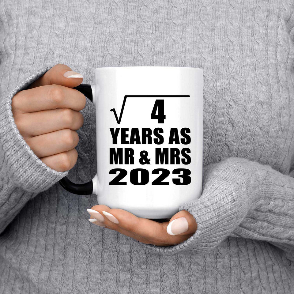 2nd Anniversary Square Root of 4 Years As Mr & Mrs 2023 - 15oz Color Changing Mug
