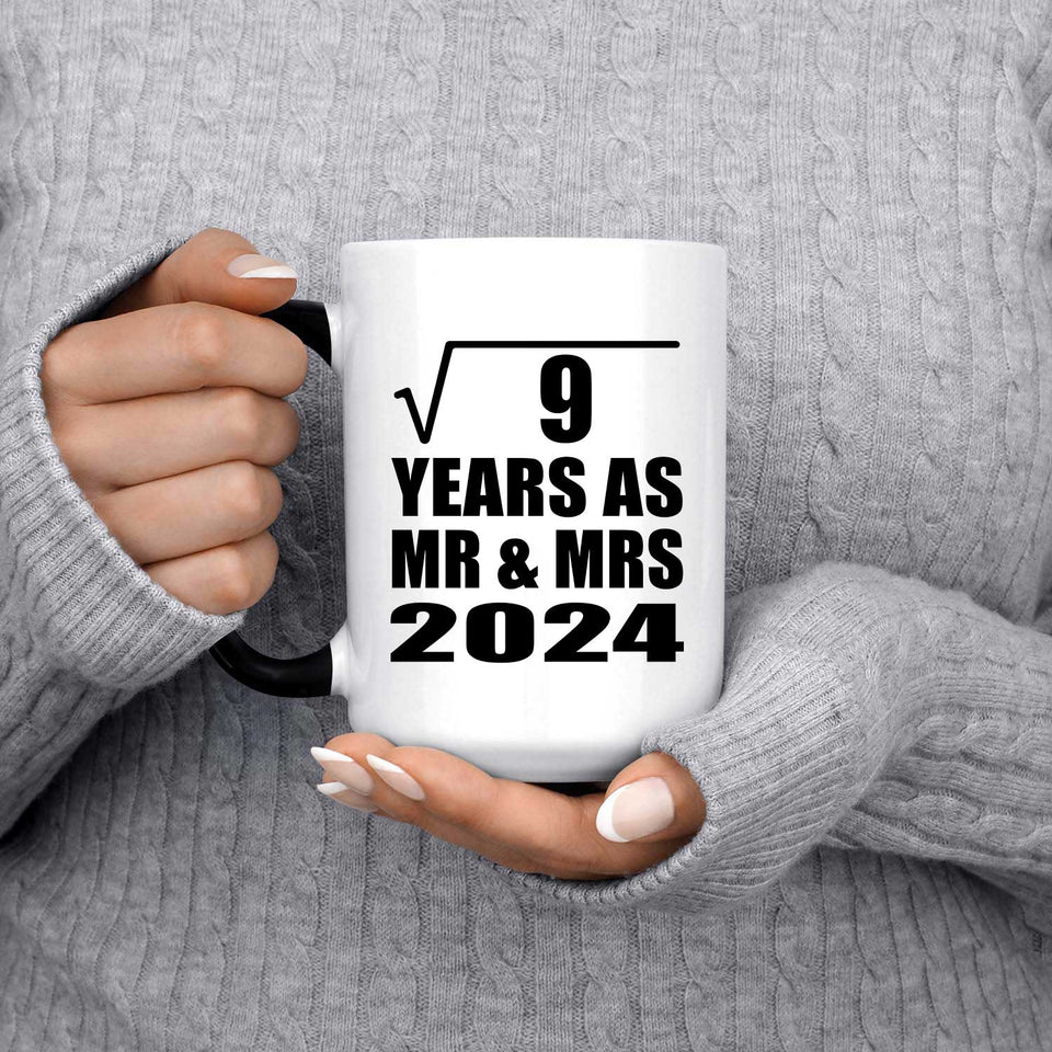 3rd Anniversary Square Root of 9 Years As Mr & Mrs 2024 - 15oz Color Changing Mug