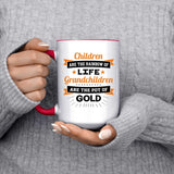 Children Are Rainbow Of Life, Grandchildren Are Pot Of Gold - 15oz Accent Mug Red