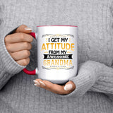 I Get My Attitude From My Awesome Grandma - 15oz Accent Mug Red