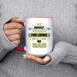 My Biggest Reason For Living Calls Me Dad - 15oz Accent Mug Red