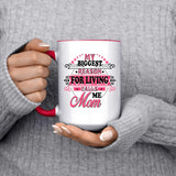 My Biggest Reason For Living Calls Me Mom - 15oz Accent Mug Red