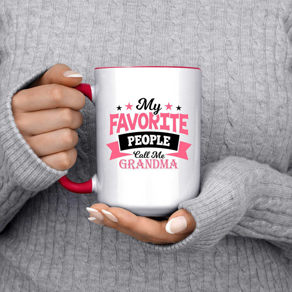 My Favorite People Call Me Grandma - 15oz Accent Mug Red